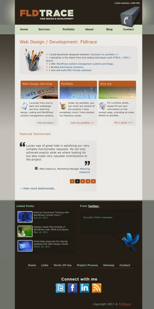 My old website home page design