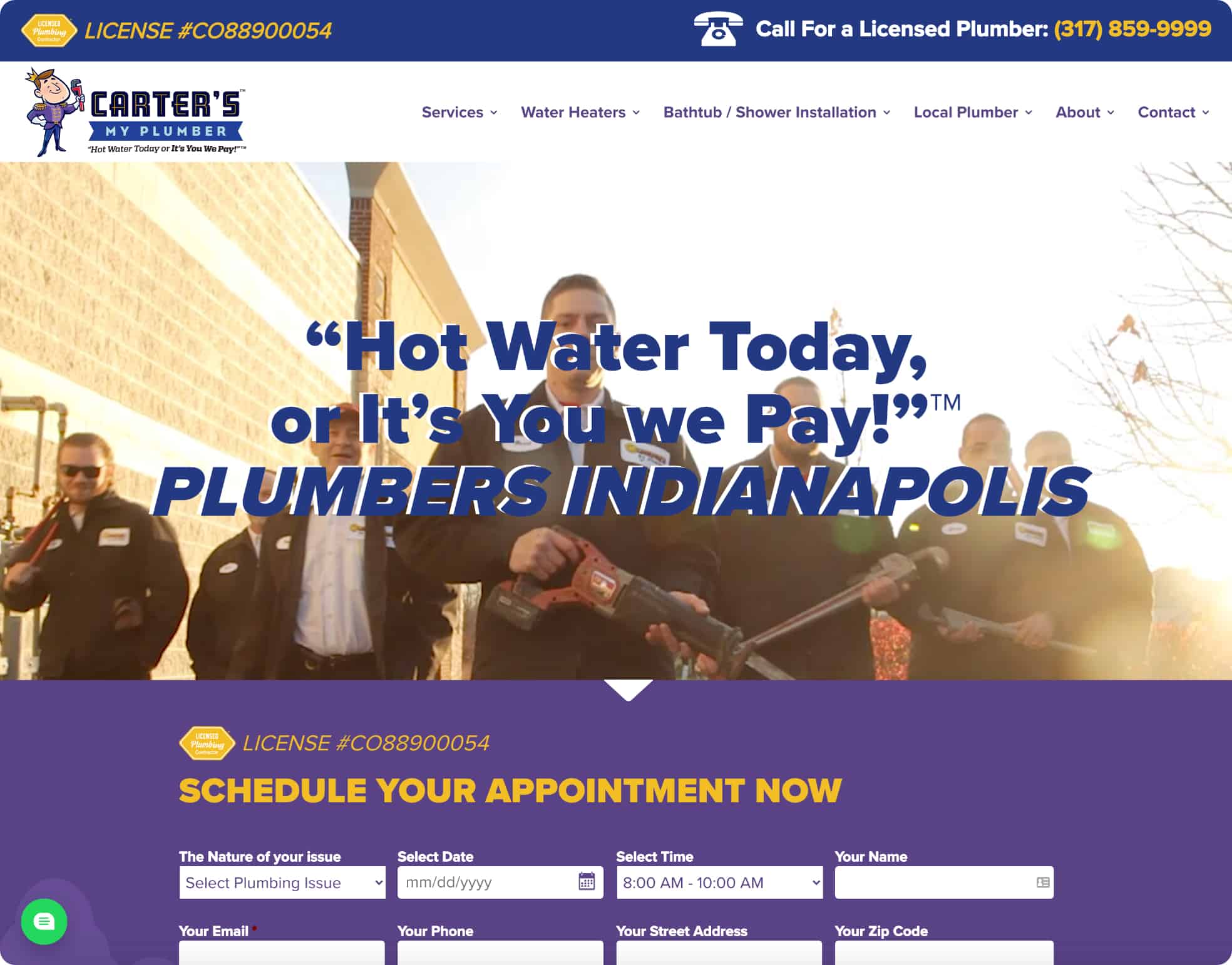 Carter's My Plumber Website Screenshot